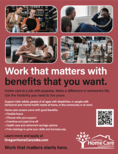 Preview of the English 11x17 Home Care Jobs poster showing campaign messaging and design